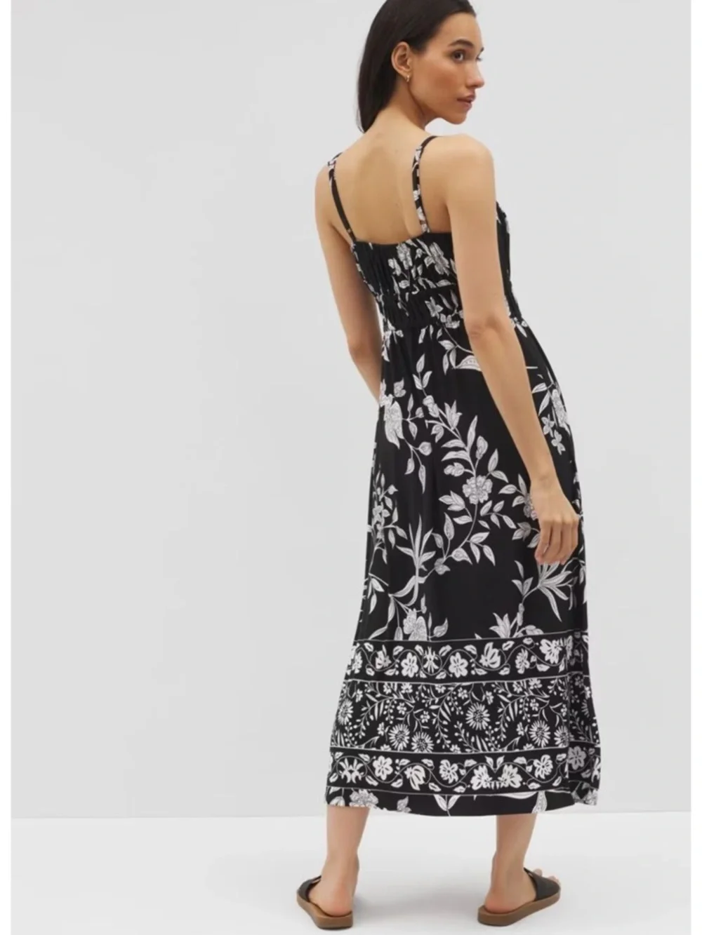 NWT Soma Soft Jersey Paradiso Midi Bra Dress In Peaceful Floral Black XX-LARGE_8